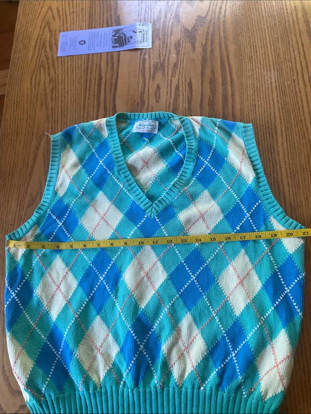 Vintage Benetton 80’s Argyle Sweater Vest Preppy Y2K Nerdy Retro Sz M? - Picture 3 of 6
